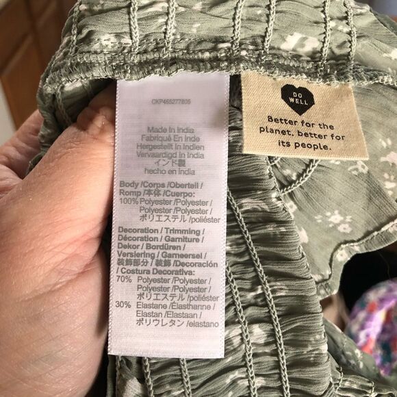 MADEWELL V-Neck Cottage Garden Smocked Lucie Top Green - 26W - Picture 13 of 16